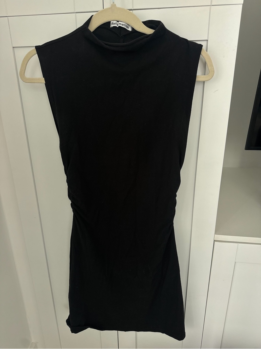 Reformation Black Sleeveless Mock Neck Bodycon Dress